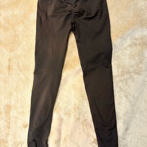 Ruched Front High-Rise Black Leggings